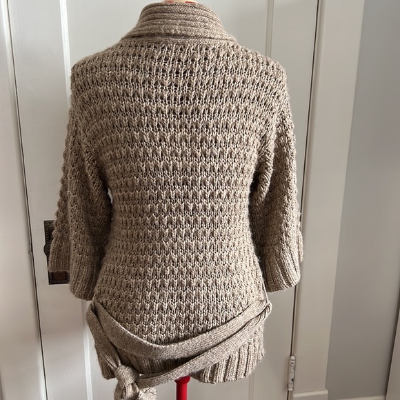 Sandwich_ cardigan / jacket. Knitted alpaca blend. Taupe. Size L - Picture 5 of 9